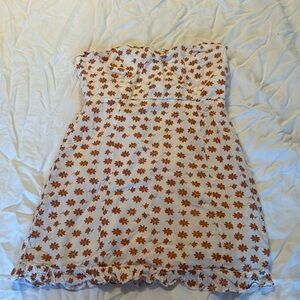 Strapless orange flower dress